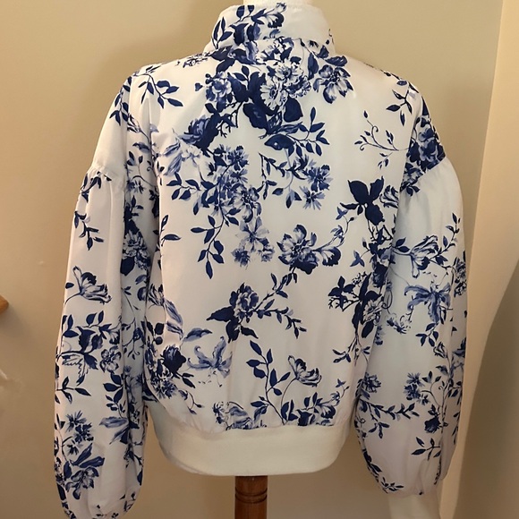 Anthropologie Blue Floral Bomber Jacket - Picture 2 of 4